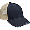 OLLIE DISTRESSED CAP DARK DENIM / TAN